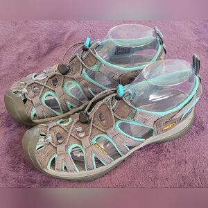 Keen Whisper Sandals Women Size 8 Water Trail Hiking Gray Teal 1003717 Shoes